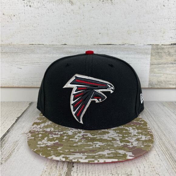 New Era 59Fifty Men’s 7 1/8 Atlanta Falcons Fitted Hat Black NFL Football Cap - Picture 1 of 5